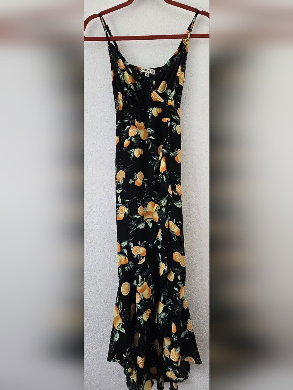 Inspired Hearts Black High-Low Dress with Lemon Print